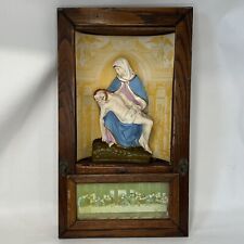 Antique Viaticum Catholic Pieta Shadow Box Diorama Altar Sick Call Last Rights picture