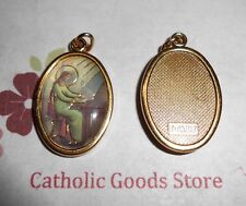 Saint St Cecilia Italian 1 inch Gold Tone and Enameled - Medal picture