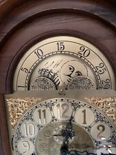 RARE ‘83 Ridgeway Grandfather Clock Tall Case Golden Moon Dial Ornate Finish picture