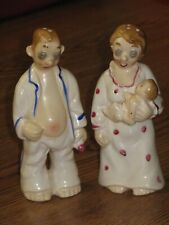 VINTAGE Made in Japan Sleepy Mother Father & Baby CERAMIC Salt & Pepper Shakers picture