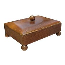 Vintage Walnut Wood Trinket Box with Lid 4x5 Brown Jewelry Keys Home Decor Gift picture