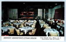 BROOKLYN, New York NY ~ Interior JOHNNY JOHNSTON'S STEAK HOUSE c1960s Postcard picture