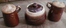  McCoy Brown Drip glaze Sugar Bowl and Salt and Pepper Shakers No chips, cracks picture