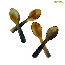 Medieval Genuine Horn Spoon Viking Events Cosplay 4.2 Inch Handcrafted Set of 4 picture