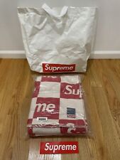 NEW Supreme Faribault Woolen Mill Checkerboard Wool Throw Red White Logo Blanket picture