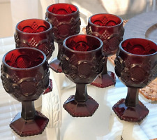 Vintage Avon 1876 Cape Cod Collection Ruby Red Glasses wine goblets 6 Piece set picture