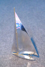 Small Model Sailing Ship Silver Boat Nautical Gift Decor Bright Props Desk ZW picture