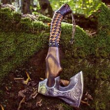 AUTHENTIC WRAP ROSE WOOD VIKING AXE BEST CAMPING HATCHET BREARDED VIKING AXE picture