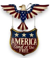 Pier One 4th Of July Patriotic Americana Eagle Metal Sign America Land of Free picture