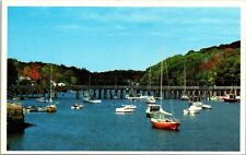 Cape Ann Massachusetts MA Old Boats Bridge Postcard VTG UNP Plastichrome Vintage picture