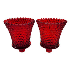 Vintage Home Interiors Ruby Red Hobnail Peg Votive Cups 1 Pair picture