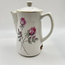 Vintage Electric Teapot China Rose Pattern With Gold Trim 6.5” H Works Nicely picture
