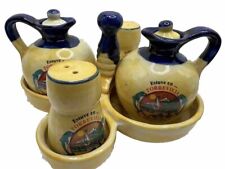 Torrevieja Spain Ceramic Salt Pepper Shakers Vinegar Set Mediterranean VTG  picture