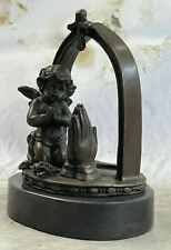 Signed Moreau Gorgeous Angel Baby Mythical Bronze Sculpture Statue Decoration NR picture
