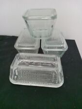 Vintage Federal Glass Refrigerator Containers Set of 4 Clear picture