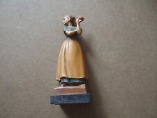 VINTAGE ANRI WOODCARVING   AN APPLE A DAY     3 1/4”     1950s picture