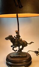 Frederick Cooper Figural Bronze Table Lamp Western Horse Rider Lampshade Cowboy picture
