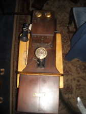Antique vintage The North Electric Co. wood 2 box crank wall Phone picture