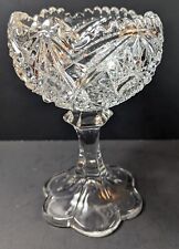 Antique 1904 McKee Brilliant Cut Hobstar Footed Jelly Compote Sawtooth Rim 7
