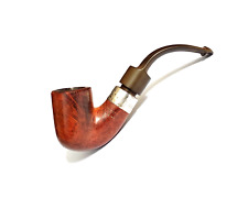 PETERSON'S SYSTEM DE LUXE (8S) STERLING SILVER MOUNT BENT BILLIARD ESTATE PIPE picture