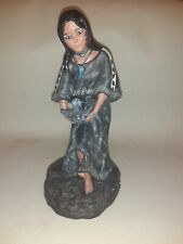 ceramic indian Maiden Holding Bird statue picture