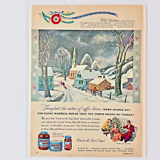 1947 Maxwell House Coffee Print Ad Poster Holiday Winter Scene Collectible Decor picture