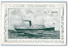 c1914 Clyde Steamship Co. S.S. Apache General Offices Broadway New York Postcard picture