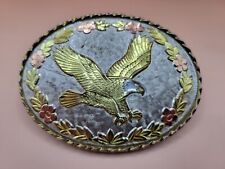 Vintage Western Belt Buckle With Yellow & Rose Gold And Silver Tone Plating picture