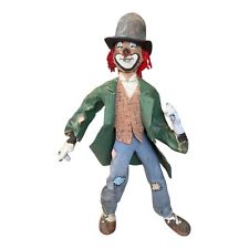 VTG Large Paper Mache Creepy Clown 26” Standing Hobo Statue Handmade Folk Art picture