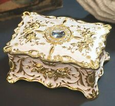 SANKYO WHITE GOLD TIN ALLOY  RECTANGLE  MUSIC BOX   ♫ PROMISE OF THE WORLD ♫ picture