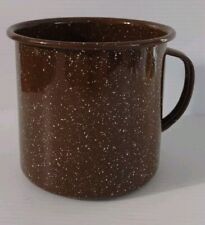 Vintage Cinsa Brown & White Speckle Enamelware Steel Mug With Handle picture