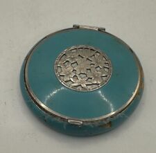 1930's Art Deco Powder Compact With Lovely Floral Metal Cut Out Vintage picture