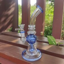 8 Inch Blue Round Shape Pipes Thick Glass Water Bongs Smoking Hookahs 14mm Bowl picture