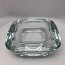 Vintage Heavy Crystal Clear Glass Square Ashtray Mcm picture
