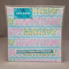 Vintage HY-SIL Gift Wrap Wrapping Paper 2 Sheets Happy Birthday Floral Mix NOS picture