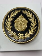 Vintage Revlon Love Pat Pressed Powder Compact Mirror Gold Crest Black Enamel picture