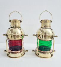Vintage shiny Brass Electric Red/Green Lamp Maritime Ship Lantern Boat Light picture
