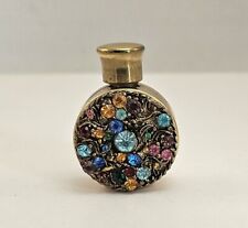 Vintage Multi-Colored Rhinestone Jeweled Mini Perfume Bottle Case picture