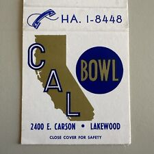 Vintage 1950s Cal Bowl Lakewood CA Bowling Alley Matchbook Cover picture