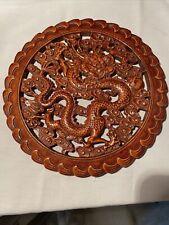 Antique Fengshui Dragon Chinese Boxwood Hand Carved, Lucky Statue Screens 11” picture