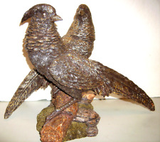 VTg Large Pair of Pheasants Figurine Gold Trim on Feathers  11