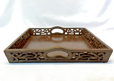 World Market 15x15 Exquisite Hand-Carved Decorative Wooden Serving Tray picture