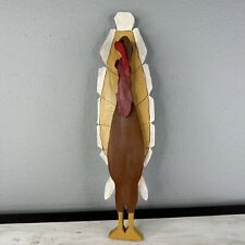 Vintage Folk Art Hand Painted Wood Turkey Thanksgiving Figure picture