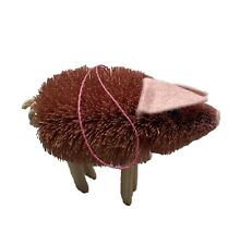 Pink Pig Bristle Bottle Brush Ornament  Hog Country Barn Rustic Home Decor picture