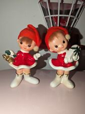 VTG* MCM* Napco* Girl Figurines Pixie Elves* Christmas Carolers* LOOK picture