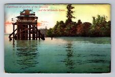 OR-Oregon, Lighthouse At Junction Of The Columbia, Antique, Vintage Postcard picture