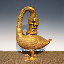 China Bronze Gilt geese fish Inscription Dynasty palace lantern oil lamp picture