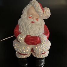 Vintage Atlantic Mold Winking Light Up Santa Clause Ceramic Xmas Figurine 14” picture