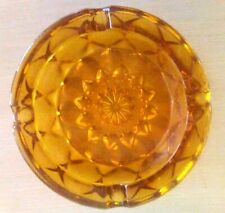 Vintage Anchor Hocking Amber Glass Ashtray MCM Starburst Fairfield 6.25 Inch picture