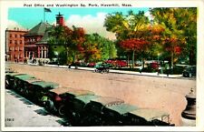 Vtg Postcard Haverhill MA Post Office & Washington Square Park Essex County UNP picture